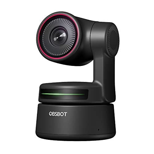 OBSBOT Tiny PTZ 4K Webcam, AI Tracking & Autofocus, Video Conference Camera | Dual Omni-Directional Microphones, Auto tracking with 2 axis gimbal, HDR, 60 FPS, Low-Light Correction, Web Camera for PC - size: TINY 4K