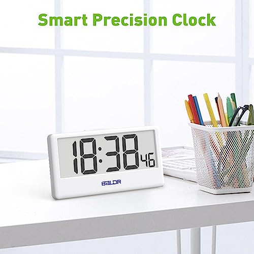 BALDR Digital Clock with Internet Time - WiFi Alarm Clock Battery Operated with Large Digital Display Internet Time, 12/24 Switchable, with Backlight, Auto Sync to Wi-Fi Weather Station, White