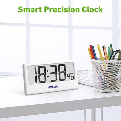 BALDR Digital Clock with Internet Time - WiFi Alarm Clock Battery Operated with Large Digital Display Internet Time, 12/24 Switchable, with Backlight, Auto Sync to Wi-Fi Weather Station, White