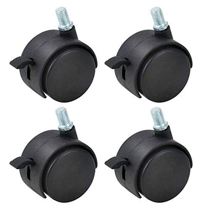 HOWDIA M8×1.25 Threaded Stem 1.5 Inch Nylon Swivel Caster Wheels with Brake – Floor-Protecting Light-Duty Replacement for Carts, Office Chairs & Furniture, Not Fit for 5/16-18(30 KG Total, 4-Pack) - style: M8 - 1.25×13mm Threaded Stem