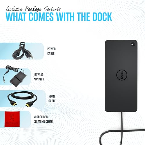 D6000 Dell Docking Station Dual Monitor with USB 3.0 & USB C - Universal Dock with 130W & HDMI Cable (Renewed)