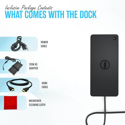 D6000 Dell Docking Station Dual Monitor with USB 3.0 & USB C - Universal Dock with 130W & HDMI Cable (Renewed)