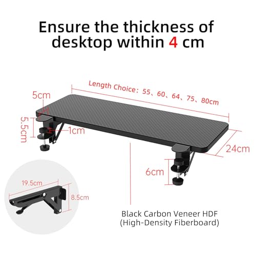 Sisyphy Ergonomics Desk Extender Tray, 29.5x9.5" Punch-Free Clamp on, Foldable Keyboard Drawer Tray, Table Mount Arm Wrist Rest Shelf, Computer Elbow Arm Support - color: Carbon, size: 29.5*9.5"(75*24cm)