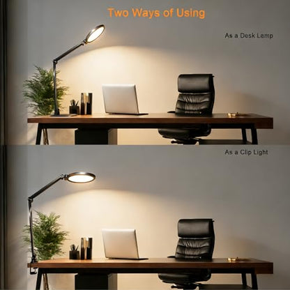 NS Pro LED Desk Lamp with Remote Control, Eye-Caring CRI95+ Dimmable Light, 3000K–6000K Adjustable CCT, Flexible Angle, Clamp or Base Mount, Memory Function Desk Lamp for Office, Reading & Video Calls - size: 1 PACK