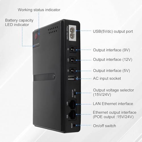 1018L Multi-Voltage DC UPS Backup Power Supply 5V 9V 12V Uninterruptible Power System for Router Phone Security Camera(1018L)