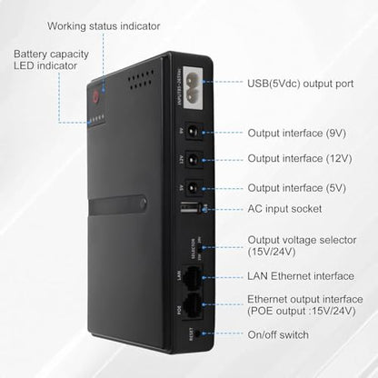 1018L Multi-Voltage DC UPS Backup Power Supply 5V 9V 12V Uninterruptible Power System for Router Phone Security Camera(1018L)