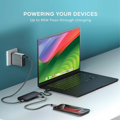 Satechi 8-in-1 USB-C Hub V3, 8K HDMI, 100W Charging, Ethernet, Midnight - color: Midnight, size: V3