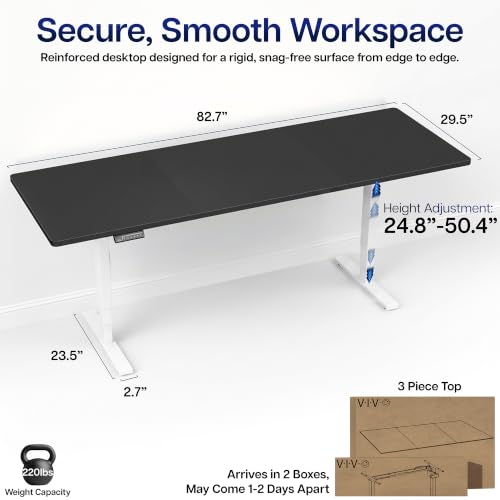 VIVO Black 83 x 30 in Standing Desk, DESK-KIT-2EW84B - color: Black Top / White Frame, size: 83 x 30 inch
