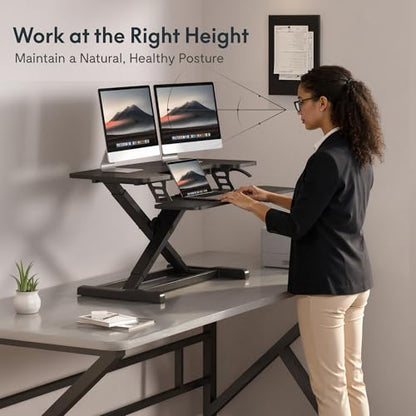 FLEXISPOT Standing Desk Converter, 36", Black - color: Black, size: 36"