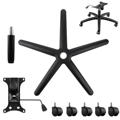 28" Heavy Duty Office Chair Base Replacement, Universal Swivel Chair Base with Gas Lift Cylinder & 60mm Casters, 350 lb Load Capacity for Office & Gaming Chairs
