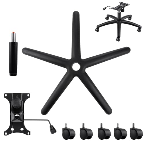 28" Heavy Duty Office Chair Base Replacement, Universal Swivel Chair Base with Gas Lift Cylinder & 60mm Casters, 350 lb Load Capacity for Office & Gaming Chairs