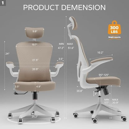 Ergonomic Office Desk Chair High Back Mesh Computer Chair (02Khaki, Chair) - color: 02khaki