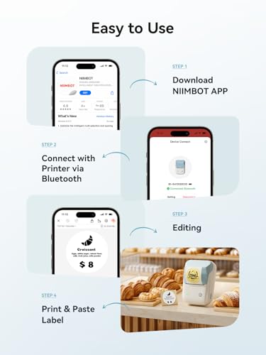 NIIMBOT B1 Label Maker Machine with Tape, 2Inch Thermal Label Printer - color: Light Blue, style: 1 Printer+1 Roll Label