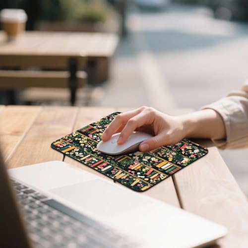 Mouse Pad for Desk with Stitched Edge, Premium Cute Washable Mouse Pads. Computer Mousepad with Non-Slip Rubber Base, Mousepads for Laptop, 9.25x7.75x0.12 inch (Bookish Blooms) - color: Bookish Blooms