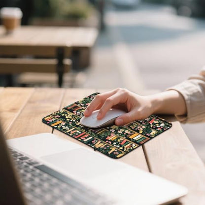 Mouse Pad for Desk with Stitched Edge, Premium Cute Washable Mouse Pads. Computer Mousepad with Non-Slip Rubber Base, Mousepads for Laptop, 9.25x7.75x0.12 inch (Bookish Blooms) - color: Bookish Blooms