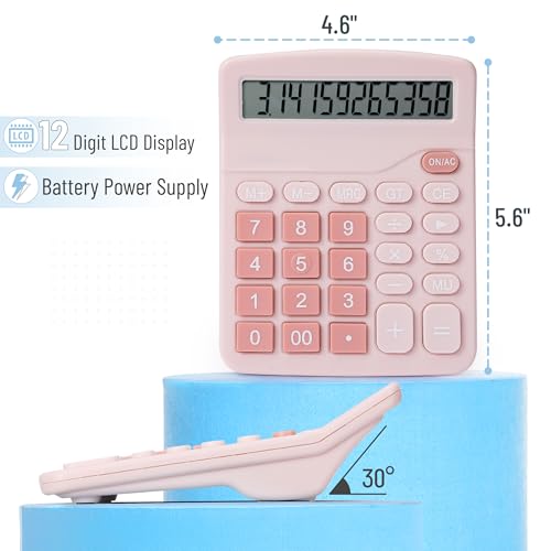 Mr. Pen- Calculator, Pink, Calculators Large Display | Standard Function Calculator, 12-Digit, Calculators Desktop, Office Calculator, Desktop Calculator