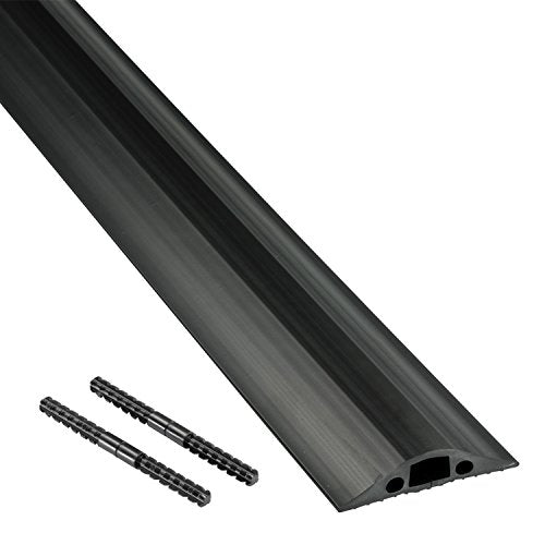 D-Line 30ft Floor Cord Cover, Made in USA Linkable Cable Protector, Hide Extension Cords, Protect Cords, Prevent Cable Trips, Cord Hider, Heavy Duty - Cord Cavity = 0.56" (W) x 0.35" (H) - Black - size: 30FT