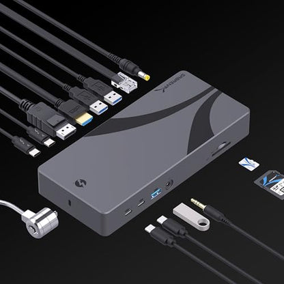 SABRENT Thunderbolt 4 Docking Station, 8K/4K, HDMI 2.1, GbE (DS-T4MF) | TB4 ports; USB4 & TB3 compatible; DP 1.4; USB-C/A; Gigabit Ethernet; SD/TF; Win/Mac - style: Thunderbolt 4 Dock – Full I/O