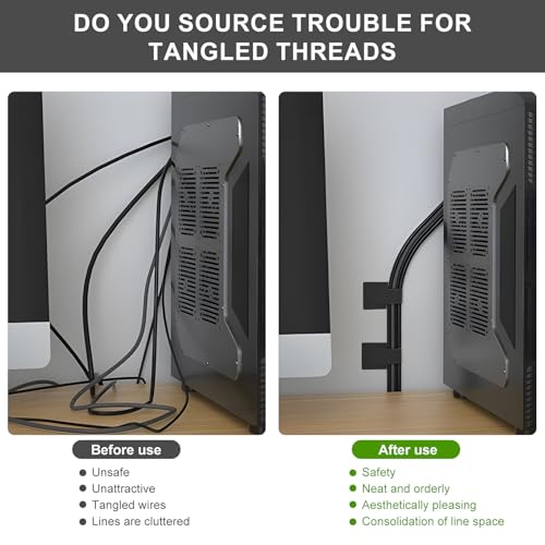50-Pack Reusable Self-Adhesive Cable Ties Cable Management Adjustable Hook & Loop Straps for Organizing Data Cables, Wires, Headphones Under-Table Cord Management for Home, Office