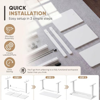 Furmax 48 Inches Electric Height Adjustable Standing Desk Home Office Desk - color: White, size: 48 Inch