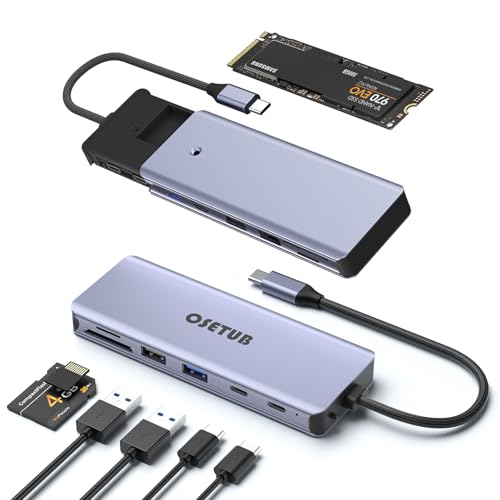7-in-1 USB C Hub with M.2 NVMe SSD Enclosure, 10Gbps USB-C/3.1 Gen2, 100W PD, USB 2.0, PCIe 3.0 Support for MacBook Pro & Type-C Devices - size: 6 in 1 Support NVMe-B