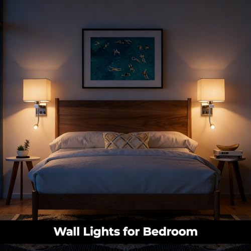 Sconces Wall Lighting Hardwired Modern Wall Lights for Bedroom with USB Port and Reading Lamp, Bedside Wall Lamps for Hotel, Living Room, Office (Silver) - color: Chrome+Reading Light