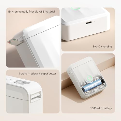 NIIMBOT D110 Label Maker Machine, Bluetooth Thermal Label Printer - color: White, style: Label Machine with 3 Label Tapes