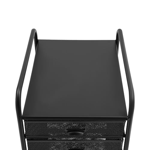 Rolling File Cabinet with 6 Drawers, Filing Cart Under Desk Storage Office Organizer with Table Top & Wheels, Utility Cart File Folder Printer Stand, L11.8×D15×H24.4in, Black - size: 6 Tier