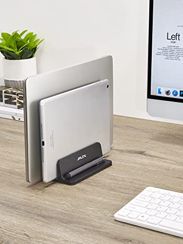 JARLINK Double Vertical Laptop Stand, Adjustable Aluminum Desk Dock, Black - color: Black, size: 2-slot