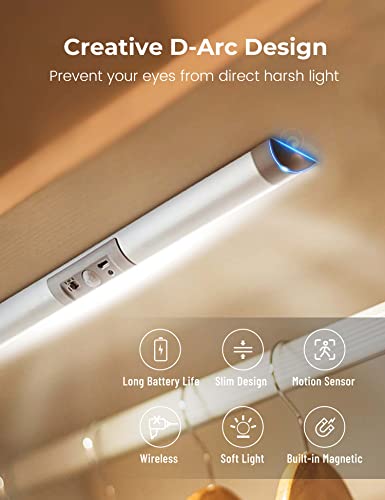 Joyzy 3 Pack Automatic Motion Sensor Closet Lights with Eye-Protection Design, LED Under Cabinet Wireless Lighting, Rechargeable Closet Lightings for Wardrobe Pantry Light - color: 3 pack