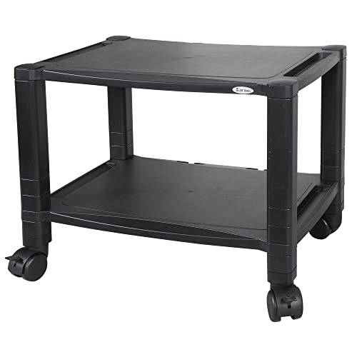 Kantek Height-Adjustable Under-Desk Printer cart, Plastic, 2 Shelves, 60 lb Capacity, 20" x 13.25" x 14.13", Black - size: 20-Inch Extra Wide, style: 2-Shelf