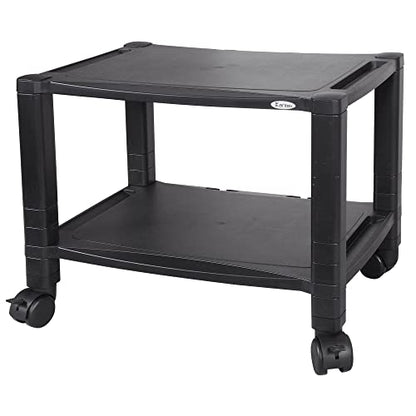 Kantek Height-Adjustable Under-Desk Printer cart, Plastic, 2 Shelves, 60 lb Capacity, 20" x 13.25" x 14.13", Black - size: 20-Inch Extra Wide, style: 2-Shelf