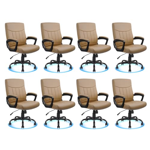 CLATINA Mid Back PU Leather Office Executive Chair with Lumbar Support & Padded Armrests Comfortable Swivel Rolling Adjustable Ergonomic Design for Home Computer Desk Study Work Conference, Brown, 8PK - color: Brown_2, size: 8 Pack