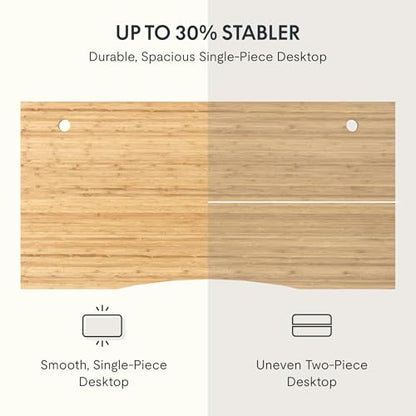 FLEXISPOT EN2 55"x28" Bamboo Electric Standing Desk with Power Strip | Solid Bamboo Desktop, Cable Management, Convenient Clamp Power Strip, And Clean Home Office Setup, Grey Frame - color: Bamboo Top + Grey Frame, size: 55x28"