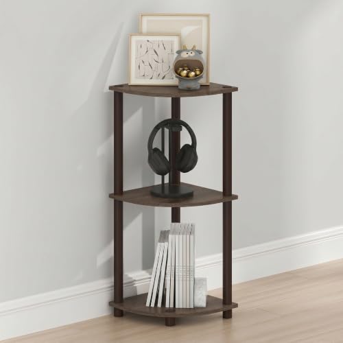 Furinno Turn-N-Tube Toolless Assembly 3-Tier Storage Shelves, Walnut - color: Walnut/Brown, size: 3-Tier