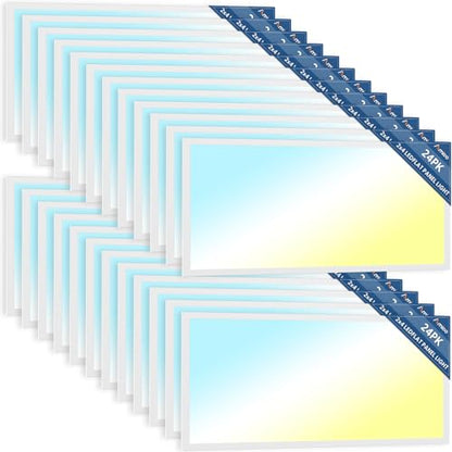 Amico 24 Pack 2x4 LED Flat Panel Light with 3CCT Selectable, 50W, ETL/FCC | 4000K/5000K/6500K, 30W/40W/50W, 0-10V Dimmable, 6250LM Super Bright LED Drop Ceiling Fixtures for Office Meeting Classroom - size: 2x4 24Pack