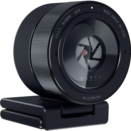 Razer Kiyo Pro Ultra 4K Webcam, Large Sensor, Built-in Mic and Shutter | Auto Light Correction, Pro Grade Content Creation, Streaming, Gaming, Video Calls, Works with PC, OBS, Zoom, Teams