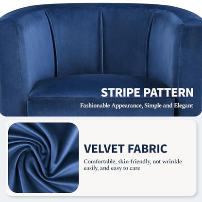 Yaheetech Barrel Accent Chairs Set of 2, Modern Armchairs, Blue | Soft Velvet Chair with High-Density Foam Seat, Upholstered Barrel Sofa Chair for Living Room Bedroom Waiting Room - color: Blue, size: Set of 2