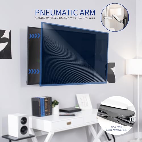 VIVO Counterbalance 26 to 55 inch TV Wall Mount, Height Adjustable Fully Articulating Pneumatic Spring Arm, Max 400x400mm VESA, Silver, MOUNT-VW04G - size: 26-55" screens, style: Wall Mount