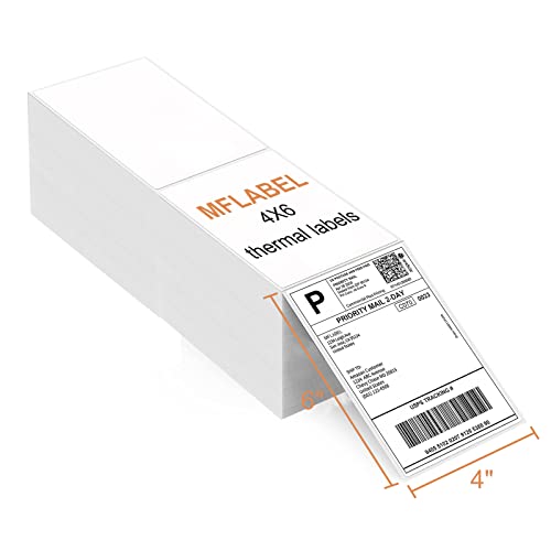 MFLABEL 4x6 Direct Thermal Labels (8000 Labels) 4" x 6" Perforated Shipping Labels Compatible with Zebra Printers Fanfold Thermal Label Stickers for Shipping Packages - 4 Stacks White Labels - size: 2000 Labels/Stacks White
