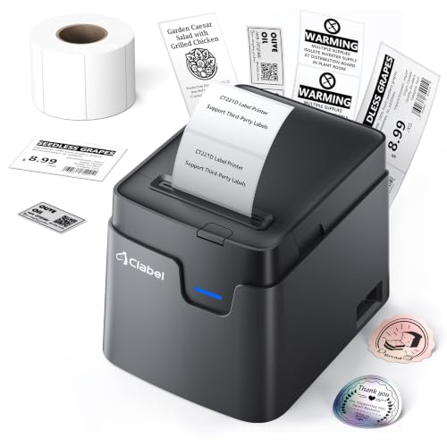 CLABEL 2 Inch Desktop Bluetooth Barcode Label Printer for Small Business | No RFID Lock, Built-in Paper Bin, 25-50mm(1-2") Tags, Price Address Bakery Gift Labels, for Retail Office, Android iPhone PC - color: Soft Black, size: 2Inch