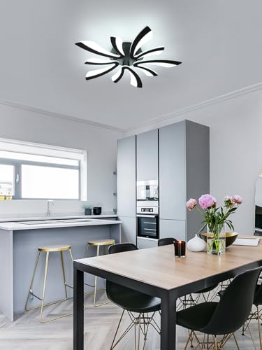Goeco Modern Ceiling Light, 27.5'' LED Black Acrylic V-Shaped Flush Mount Ceiling Lights, 6500K Ceiling Light Fixture for Living Room, Dining Room, Bedroom, Kitchen - color: Black V Shaped-6500K