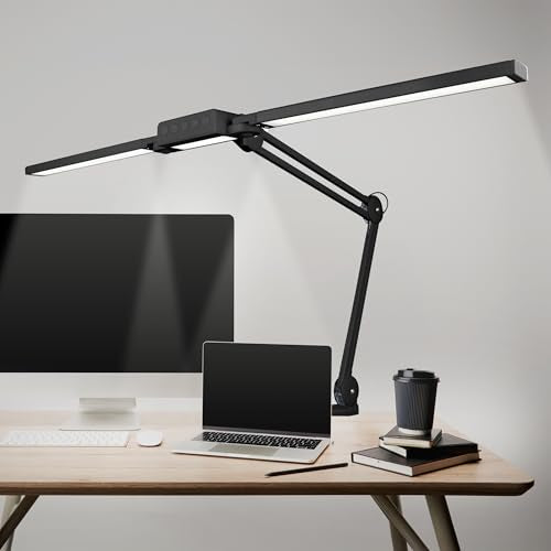 Neatfi Pro LED Desk Lamp | 3,000 Lumens | Dimmable 30W Desk Light | 360 SMD LEDs | CRI 95 | Adjustable Color Temperature | Home, Office, or Workbench (Black, 41-Inch, CCT with Clamp) - color: Black, size: 41-Inch, CCT with Clamp