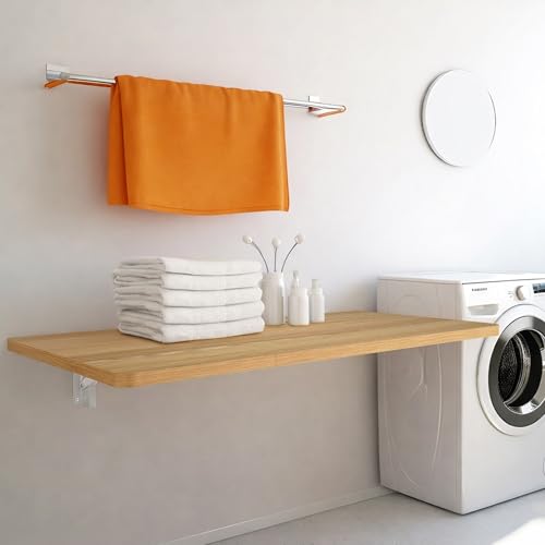 Laundry Folding Table, 40'' x 20'' Wooden Wall Mount Desk, Laundry Table for Folding Clothes, 40'' Length (Oak Color) - color: Oak, size: 40'' x 20''