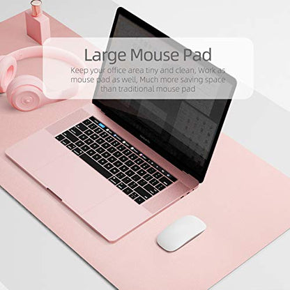 YSAGi Multifunctional Office Desk Pad, Ultra Thin Waterproof PU Leather Desk Mat, Dual Use Desk Writing Mat for Office/Home (35.4" x 17", Pink) - color: Pink, size: 17" x 35.4"