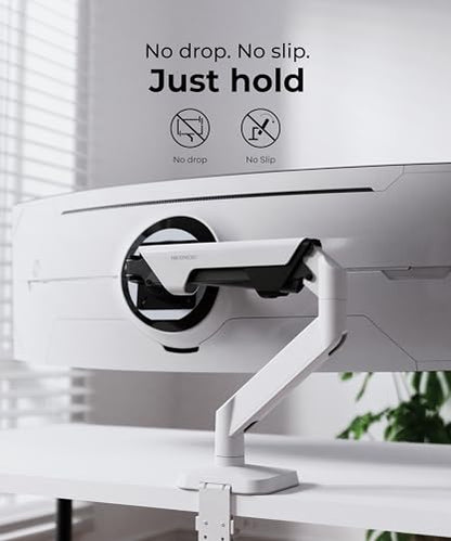 Modernsolid Heavy Duty Monitor Arm for 34-49 Inch Ultrawide Curved Screens | 14-38 lb Support,Gas Spring Full Motion,Cable Management,VESA 75x75/100x100,Red Dot Award-Winning Design,White - color: White