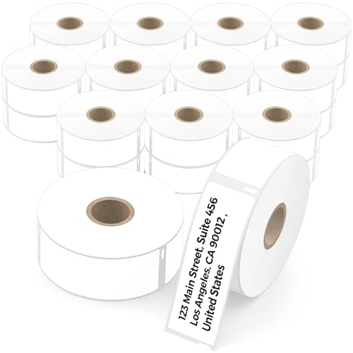 24 Rolls Thermal Address Labels Compatible for Dymo 30252 (1 1/8" x 3 1/2") | 8400 Pcs White Multipurpose Labels Perforated Fits for Labelwriter 450, 450 Turbo, 4XL Printers (NOT for 550, 5XL) - size: 1 1/8” x 3 1/2” - 30252
