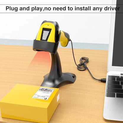 Automatic Hands-Free 1D Laser Barcode Reader with Stand, USB Connected Desktop Scanner for POS & Inventory Management - color: 1D Laser Barcode Scanner with Stand