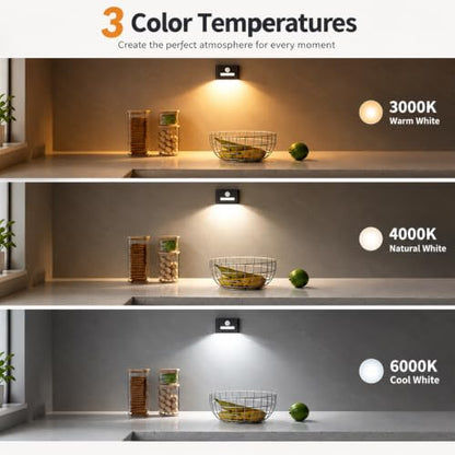 WOBSION Motion Sensor Night Light, Rechargeable Stick-On Wall Sconce - color: Black