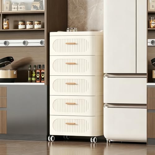 Rolling Storage Cart with Drawers, 5 Tier Drawer Storage Organizer, Drawer Tower Organization Storage Container with Wheels for Home, Office, Classroom and Dorm
